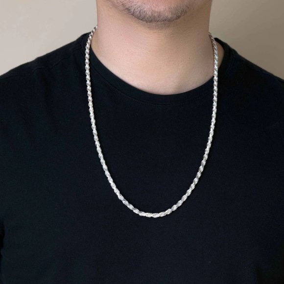 Sterling Silver 925 Rope 100 Chain 5mm 24 inches